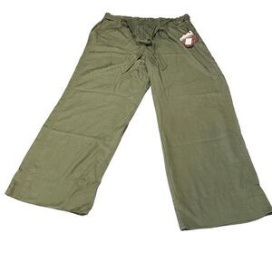 Knox Rose Trouser Pants Women 2XL Green Wide Leg High Rise Elastic Waist Outdoor